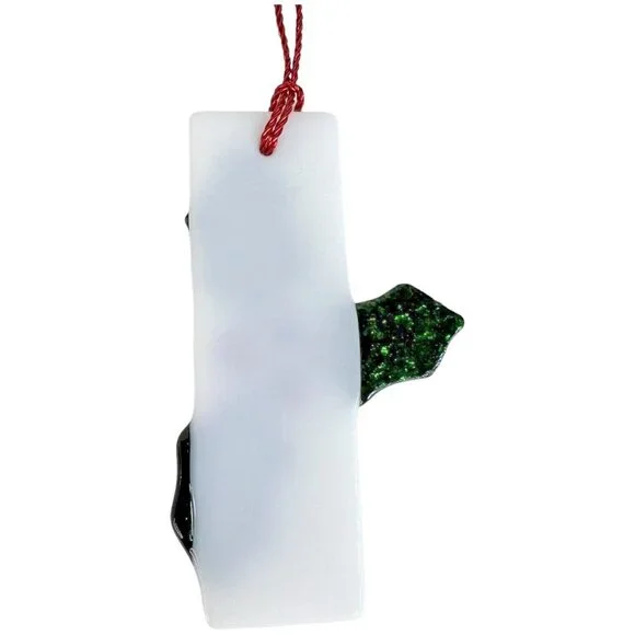 4 Fused Stained Glass Holly Berry Christmas Ornaments Set Red Green White - Picture 7 of 11